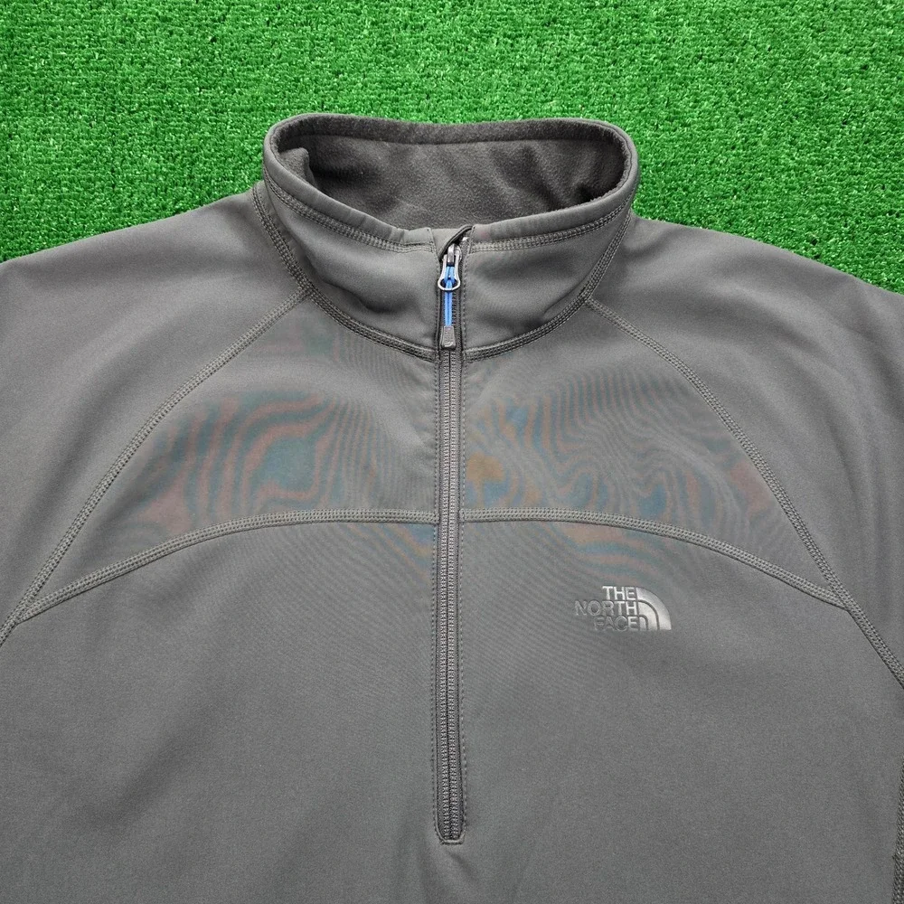 The North Face Cedar Trail Grid Jacket Mens Large Gray Quarter Zip Pullover‎